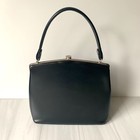 Vintage Dover Satchel Purse Top Handle Handbag Vinyl Silver Clasp Classic Usa