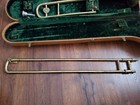 Vintage The Buescher Elkhart Brass Musical Instrument Trombone With Hard Case