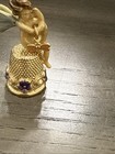 Kirks Folly Nimble Thimble Fairy Sitting Enameled Dragonfly Crystals Gold Tone