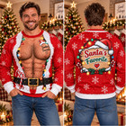 Funny Santa Ugly Christmas Sweater Bare Chest Xmas Holiday Party Gift