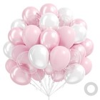 60pcs 12inch Pink And White Balloons With Clear Pearl White White Pearl Pink