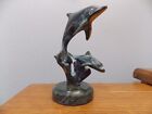 Vintage Spi Gallery Bronze Brass Dolphin Sculpture With Marble Base