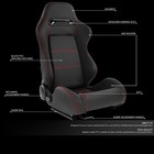 Pair Universal Black Vinyl Leather Adjustable Reclinable Racing Seats W  Sliders