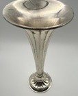 Silver Tone Trumpet Vase Metal Vintage   Fluted  Urn Style 8   