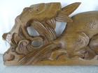 17 7  Antique French Hand Carved Wood Solid Oak Pediment  Animal   19th