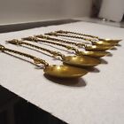 Antique Brass Teaspoon Set Of 6 Art Nouveau Ornate Sensual Style