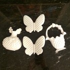 Vintage Butterflies Nursery Wall Plaque Set Burwood White Hobnail Decor 1980s