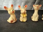 Vintage Rubber Animal Finger Puppets Lot 5 Elephant Giraffe Bunny Deer Rooster