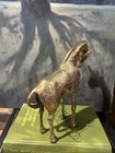 Vintage Brass African Giraffe Figurine Statue Solid 9  Tall Mcm 