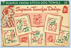 1940s Vintage Superior Embroidery Transfer 116 Uncut Dow Puppy Tea Towels Orig