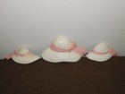 Vintage Kitchen 1987 Burwood Prod  3 Plastic Womens Hats Pink Bow Wall Hangings
