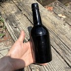 Civil War Era Three Piece Mold - Squat Black Glass Ale Liquor Antique Bottle