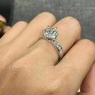 2 10ct Round Cut Brilliant Vvs1 Moissanite Engagement Ring 14k White Gold Plated