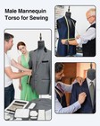 Male Dress Form  Male Mannequin Troso Body With Wooden Stand  Adjustable Heig   