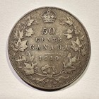 1910 Canada 50 Cents Edwardian Leaves Nice Original Surfaces Type Coin Silver