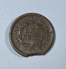 1855 Large 1c   21961  Nice Au Large Pc Of Metal Missing