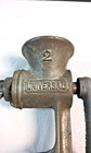 Vintage Metal Universal  2 Meat Food Grinder - Hand Crank Table Mount - Usa Made