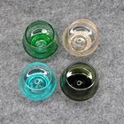 Vtg Liquor  Shot Glass Set Of 4 Multicolor Tiny Glasses With Etched Leaf Pattern
