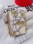 Rose Girl 5-sided Relief Armor Silver Plated Zippo Lighter