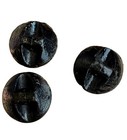 Set Of 3 Antique Black Glass Buttons W Silver Luster Purple Flower Design