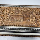 Antique Anglo Indian Vizagapatam Sandalwood Box Inlaid Carved Oblong Damaged