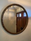 Vintage Lg Wall Mirror Ornate Gold Gilt Floral Hollywood Regency Style 30  Round