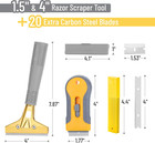 Razor Blade Scraper Set  W  Extra Carbon Steel Blades  Window Scraper Blades