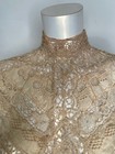 Antique 19thc Filet Needle Lace Stand Collar Floral Brussels Point De Gaze Cut