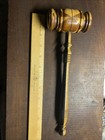 Vintage Ornate Two Tone Hardwood Gavel Mallet Judge Lawyer
