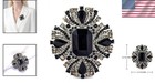 Luxurious Black Crystal Flower Brooch - Perfect For Weddings And Anniversaries