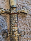 Antique Masonic Knights Templar Ceremonial Sword  37  Long Ornate With Red Cross