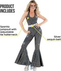 Womens Disco Queen Costume 70s Dancing Diva Go Go Girl Jumpsuit Halloween Xs-3xl