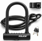 Police Bike U Lock With Cable Heavy Duty Anti Theft Bicycle Scooter Lock