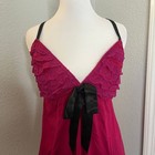 Lace Trim Babydoll Cami Top Black Bow Accent Sleeveless