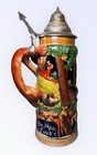 1970s Large 11  Inch German Beer Stein W lid Fox Handle Mr 722 Germany