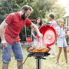Portable 1600-watt Bbq Electric Grill In Red Withtemperature Control And Grease