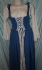 Renaissance Dress Medieval Costume Women W Elf Ears Earrings Crown Xl Blue Nwt