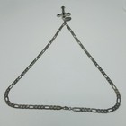 Vintage Large Crucifix Cross On 28 Inch Figaro Chain Silver Tone Tarnished Italy
