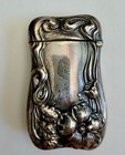 Vintage Victorian Silver Plate Repousse  Match Vesta  Safe Case Engraved