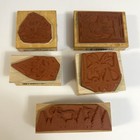 Mixed Lot Of 5 Vintage Wood Mounted Rubber Stamps Flower Bunnies Teddy Bear