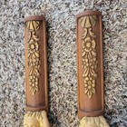 Set Of 2  Vintage Carved Painted  Wooden Table Or Chair Legs Roman Person Ornate