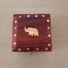 Small Wooden Boxes From Nepal With Gold Elephant New Hand-made Great Xmas Gift 