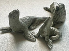 Sea Lion Seal Pup Walrus Pewter Figurine Lot 3 Ocean Aquatic Animals Vintage 80s