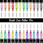 24 Colors Double Line Outline Pens  Outline Markers Self-outline Metallic Marker