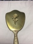 Vintage Filigree Ormolu Roses Hand Held Mirror Gold Color Vanity  138