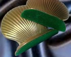 Heavy Solid Brass Scallop Shell Bookends  vintage Clam Shell Book Ends Set Of 2