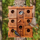 Wooden Bird Houses For Outside     14 Rooms Large Bird House  Carbonized Pine Rust
