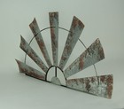 Scratch   Dent Distressed Metal Half Moon Windmill Wall Sculpture
