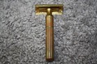 Vintage Gillette Gold Tone Safety Razor With Blades
