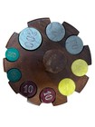 Mini Wooden Poker Chip Carousel With Chips   Cover Vintage